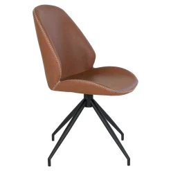 Chaise pivotante marron vintage avec surpiqure décorative (lot de 2) BERLIN