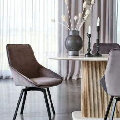 Chaise pivotante moderne en velours gris OKA (Lot de 2)