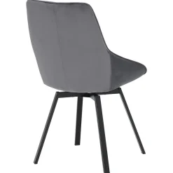 Chaise pivotante moderne en velours gris OKA (Lot de 2)