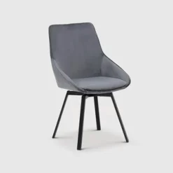 Chaise pivotante moderne en velours gris OKA (Lot de 2)