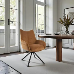 Chaise pivotante moutarde à accoudoirs (lot de 2) IENA