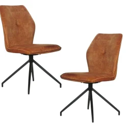 Chaise pivotante moutarde en velours patiné avec poignée (lot de 2) LOMBARDIE
