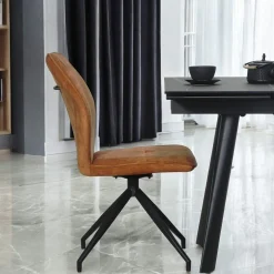 Chaise pivotante moutarde en velours patiné avec poignée (lot de 2) LOMBARDIE