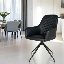 Chaise pivotante noire avec accoudoirs (lot de 2) SAVONE