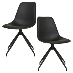Chaise pivotante noire avec couture (lot de 2) AMSTERDAM