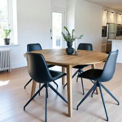 Chaise pivotante noire avec couture (lot de 2) AMSTERDAM