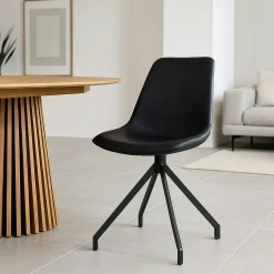 Chaise pivotante noire avec couture (lot de 2) AMSTERDAM