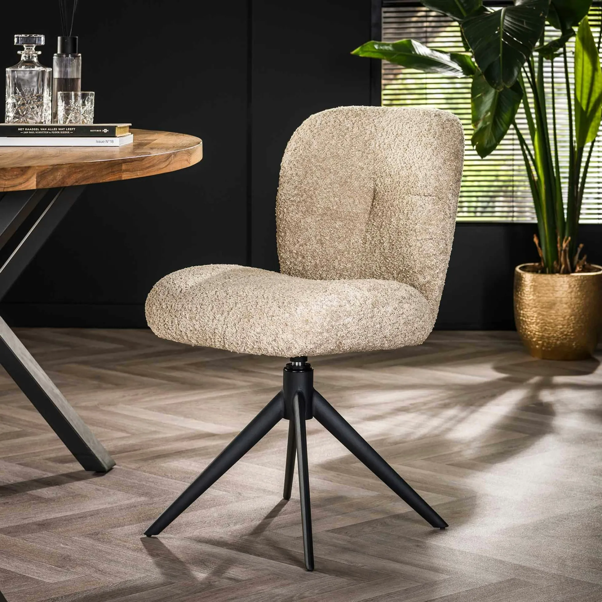 Chaise pivotante rembourrée en bouclette sable (lot de 2) GALWAY