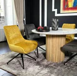 Chaise pivotante retro en velours moutarde (lot de 2) PALERME