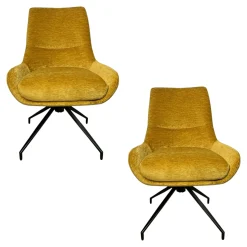 Chaise pivotante retro en velours moutarde (lot de 2) PALERME