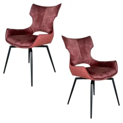 Chaise pivotante rose bi-matière, dossier en T (lot de 2) LOMBARDIE