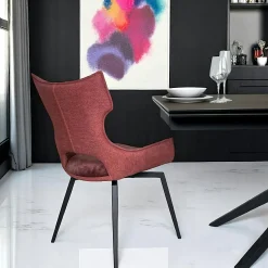 Chaise pivotante rose bi-matière, dossier en T (lot de 2) LOMBARDIE
