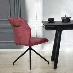 Chaise pivotante rose en velours patiné avec poignée (lot de 2) LOMBARDIE