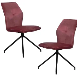 Chaise pivotante rose en velours patiné avec poignée (lot de 2) LOMBARDIE
