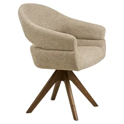 Chaise pivotante sable design avec pied chêne brun (lot de 2) MONTREUX