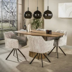 Chaise pivotante sable pied bronze (lot de 2) MELBOURNE
