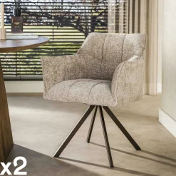 Chaise pivotante sable pied bronze (lot de 2) MELBOURNE