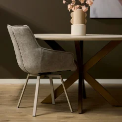 Chaise pivotante taupe à accoudoirs (lot de 2) CORTINA