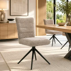 Chaise pivotante taupe en tissu texturé (x2) RIVANO