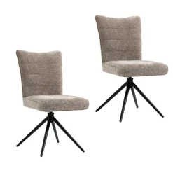 Chaise pivotante taupe en tissu texturé (x2) RIVANO