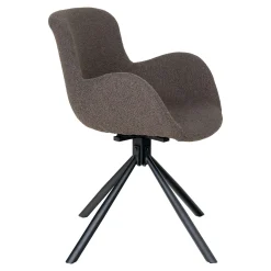 Chaise pivotante taupe en tissu bouclette, dossier ouvert (lot de 2) SAVONE
