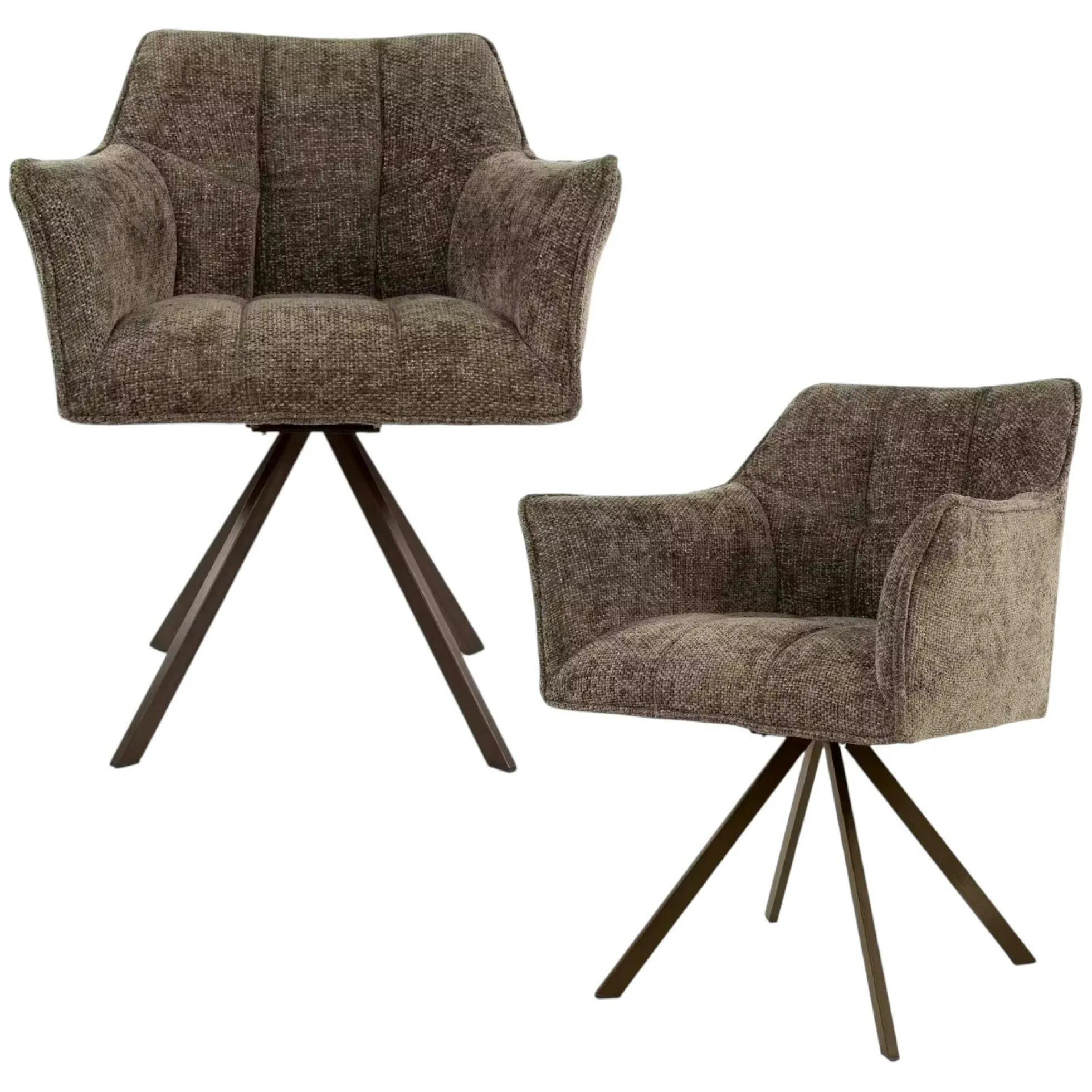 Chaise pivotante taupe pied bronze (lot de 2) MELBOURNE