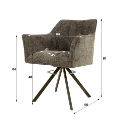 Chaise pivotante taupe pied bronze (lot de 2) MELBOURNE