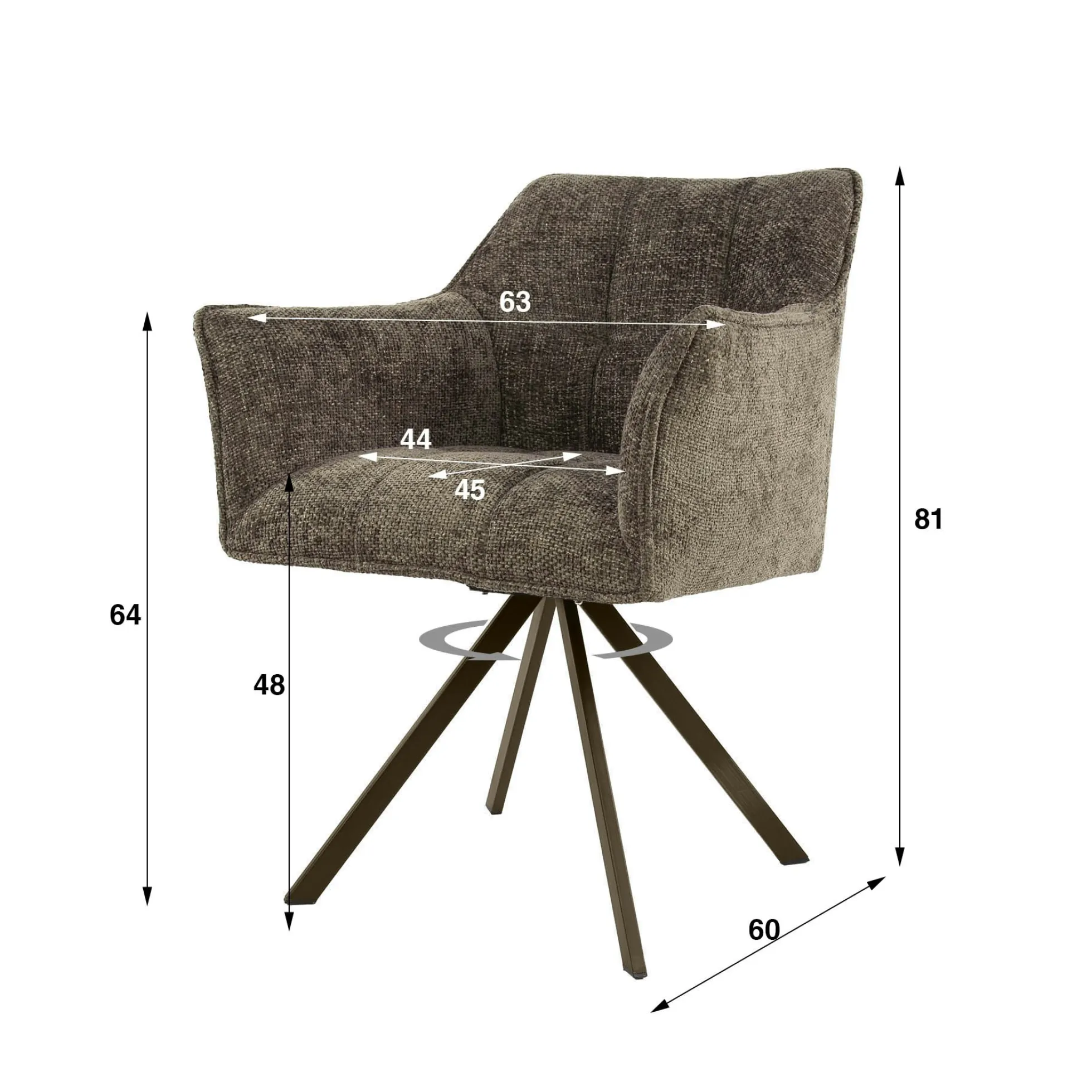 Chaise pivotante taupe pied bronze (lot de 2) MELBOURNE