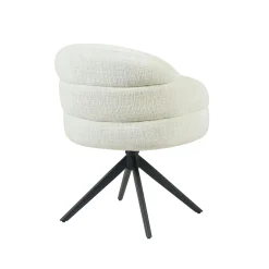 Chaise pivotante tissu blanc chenille pied noir (x2) CORTINA