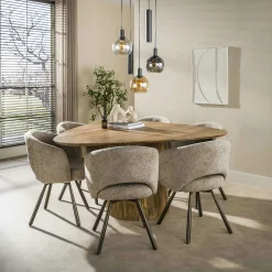 Chaise pivotante tissu doux sable pieds bronze (x2) CREEK