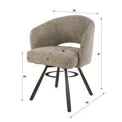 Chaise pivotante tissu doux sable pieds bronze (x2) CREEK