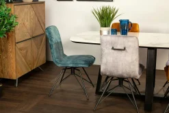 Chaise pivotante velours bleu pétrole (lot de 2) OKA