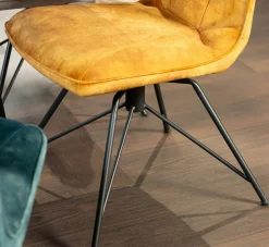 Chaise pivotante velours doré (lot de 2) OKA