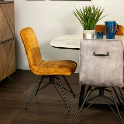 Chaise pivotante velours doré (lot de 2) OKA