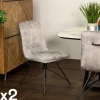 Chaise pivotante velours gris (lot de 2) OKA