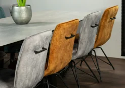 Chaise pivotante velours gris (lot de 2) OKA