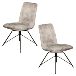 Chaise pivotante velours gris (lot de 2) OKA