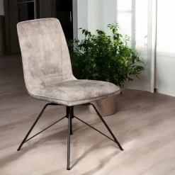 Chaise pivotante velours gris (lot de 2) OKA