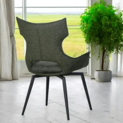 Chaise pivotante verte bi-matière, dossier en T (lot de 2) LOMBARDIE