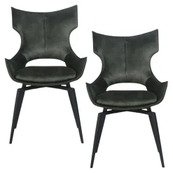 Chaise pivotante verte bi-matière, dossier en T (lot de 2) LOMBARDIE