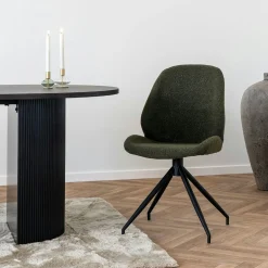 Chaise pivotante verte en tissu bouclette (lot de 2) BERLIN