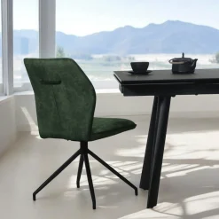 Chaise pivotante vert en velours patiné avec poignée (lot de 2) LOMBARDIE