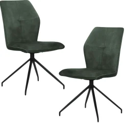 Chaise pivotante vert en velours patiné avec poignée (lot de 2) LOMBARDIE