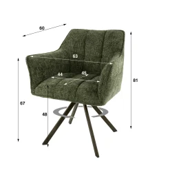 Chaise pivotante verte pied bronze (lot de 2) MELBOURNE