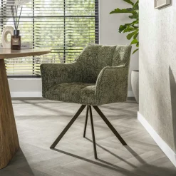 Chaise pivotante verte pied bronze (lot de 2) MELBOURNE