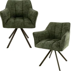 Chaise pivotante verte pied bronze (lot de 2) MELBOURNE