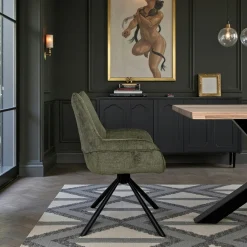 Chaise pivotante vert kaki à accoudoirs (lot de 2) IENA