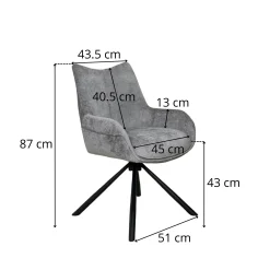 Chaise pivotante vert kaki à accoudoirs (lot de 2) IENA