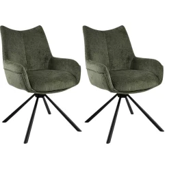 Chaise pivotante vert kaki à accoudoirs (lot de 2) IENA