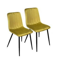 Chaise à rayures velours moutarde (lot de 2) MALANG